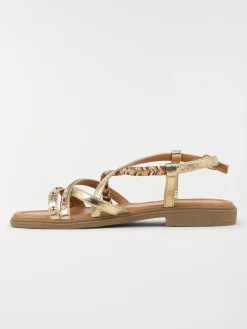 Sandales dorées plates femme (36-41)
