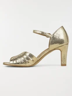 Sandales dorées talon haut femme (36-41)