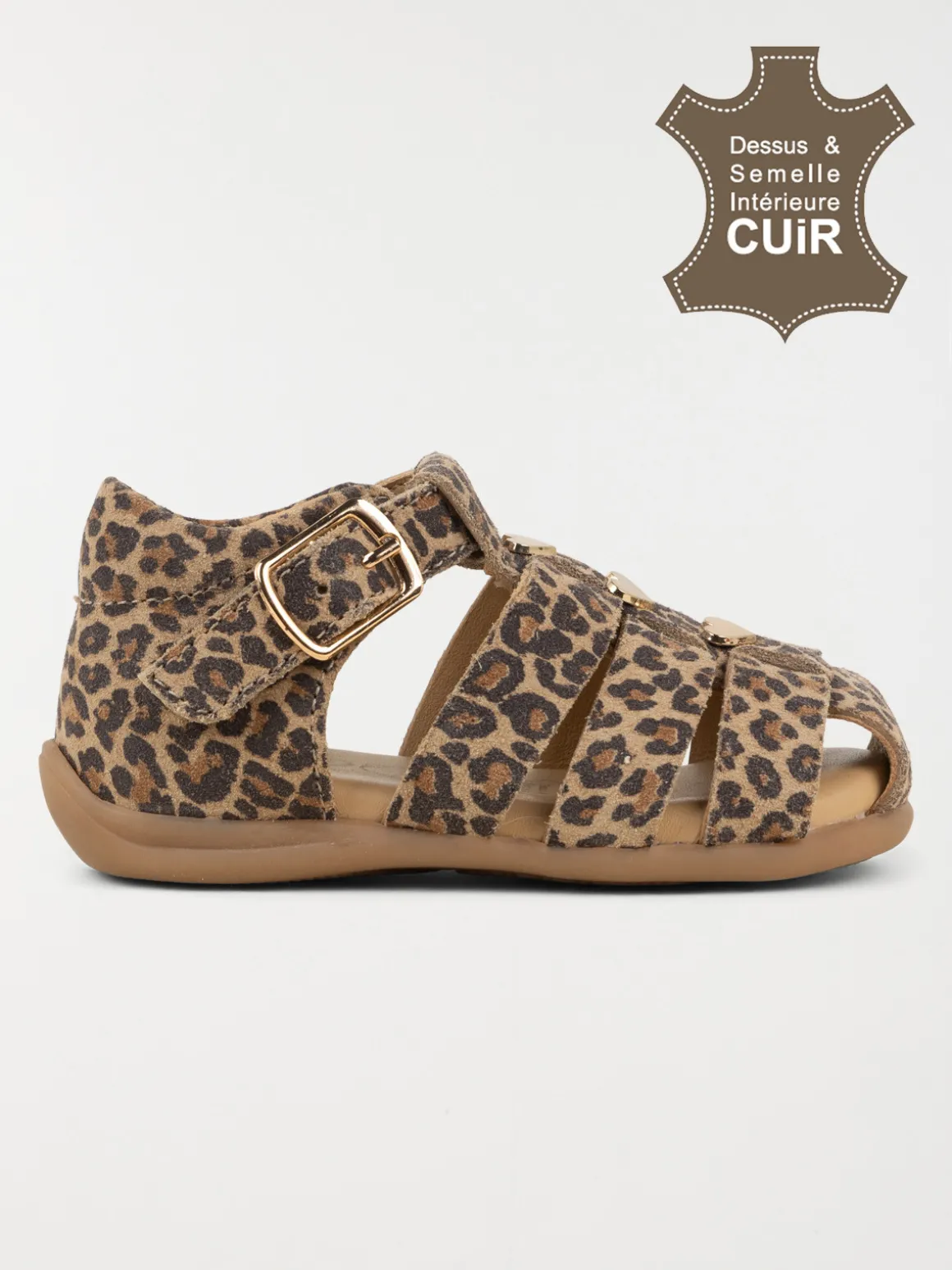 Sandales léopard et coeurs fille (19-23)