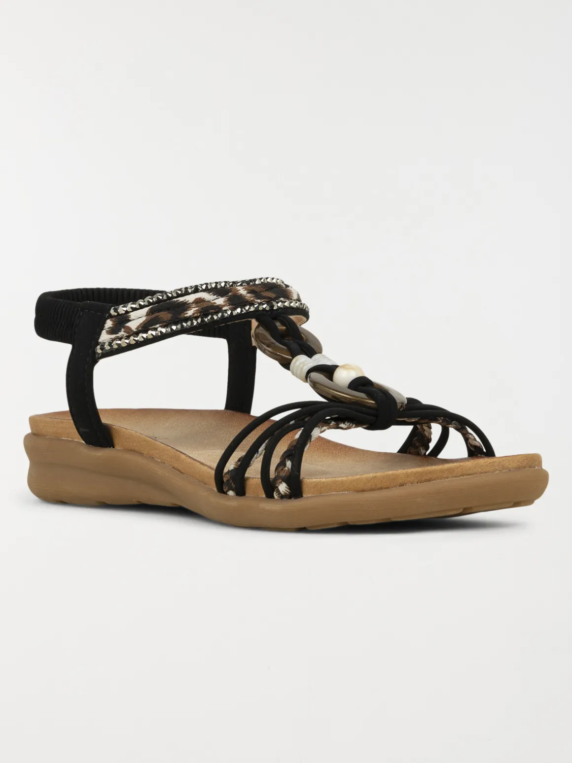 Sandales léopard et perles femme (36-41)
