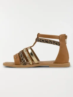 Sandales montantes léopard fille (31-36)