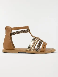 Sandales montantes léopard fille (31-36)