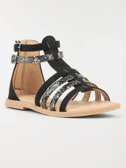 Sandales montantes noires fille (31-37)