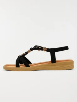 Sandales noires perles femme (36-41)