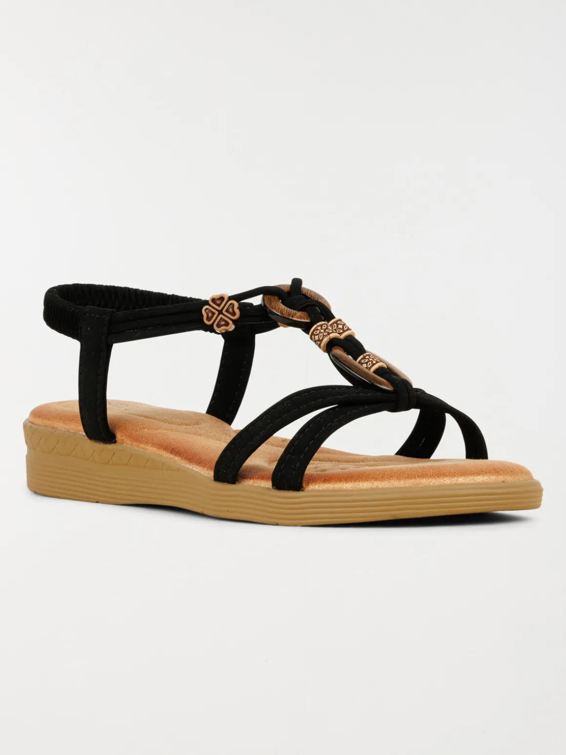 Sandales noires perles femme (36-41)