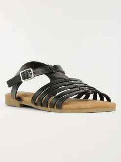 Sandales noires plates femme (36-41)