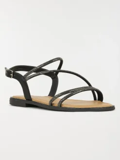 Sandales noires strass femme (36-41)