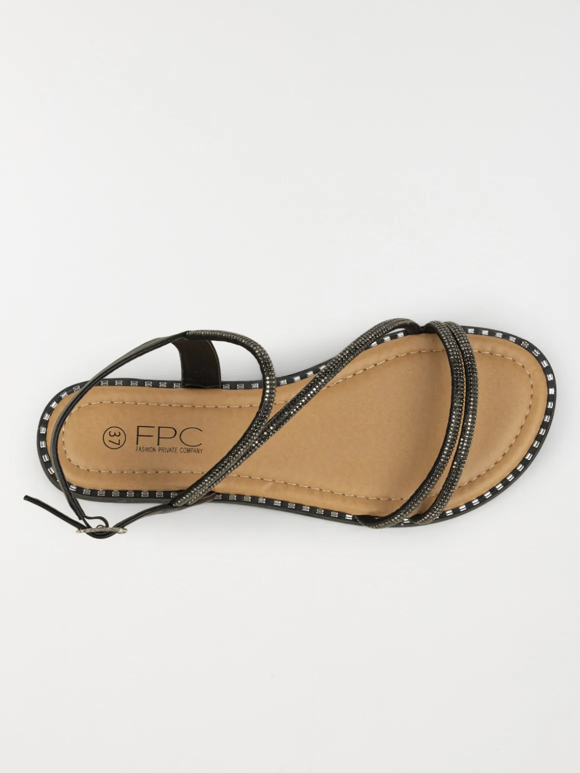 Sandales noires strass femme (36-41)