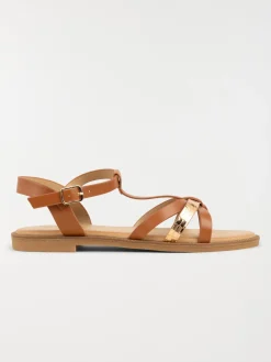 Sandales plates camel femme (36-41)