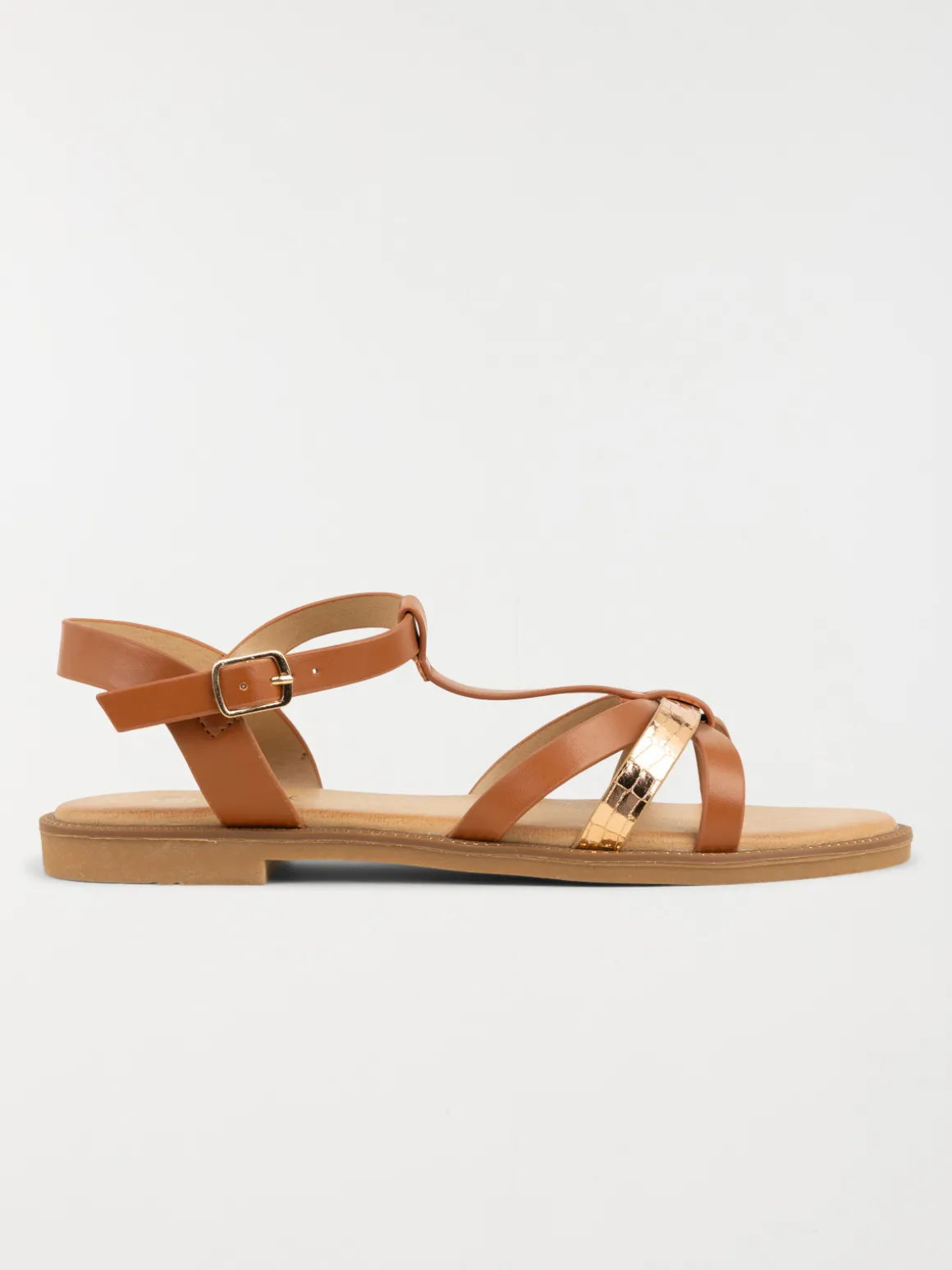 Sandales plates camel femme (36-41)