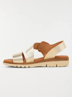 Sandales plates coloris or femme (36-41)