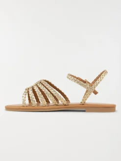 Sandales plates dorées femme (36-41)