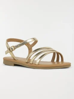 Sandales plates dorées femme (36-41)
