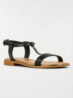 Sandales plates femme noir (36-41)