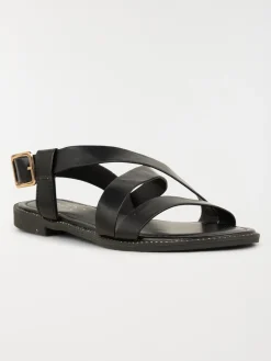 Sandales plates femme noir (36-41)
