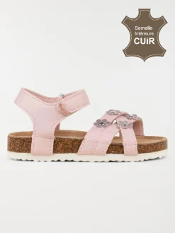 Sandales roses fleurs fille (24-30)