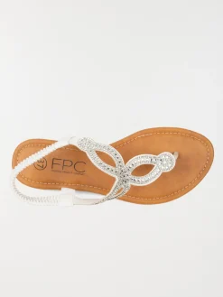 Sandales strass blanches femme (37-42)