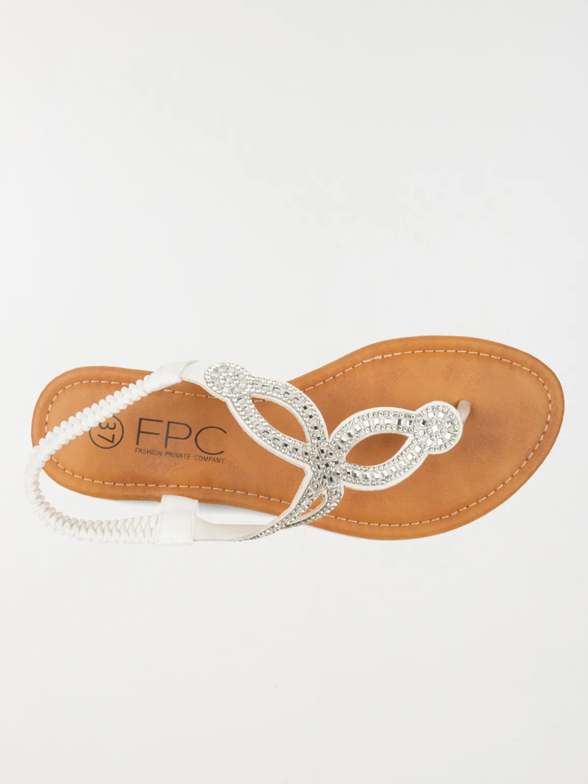 Sandales strass blanches femme (37-42)