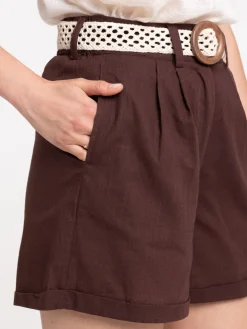 Short ceinturé femme