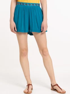 Short ceinture brodée femme