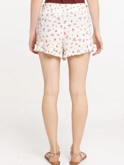 Short écru fleuri femme
