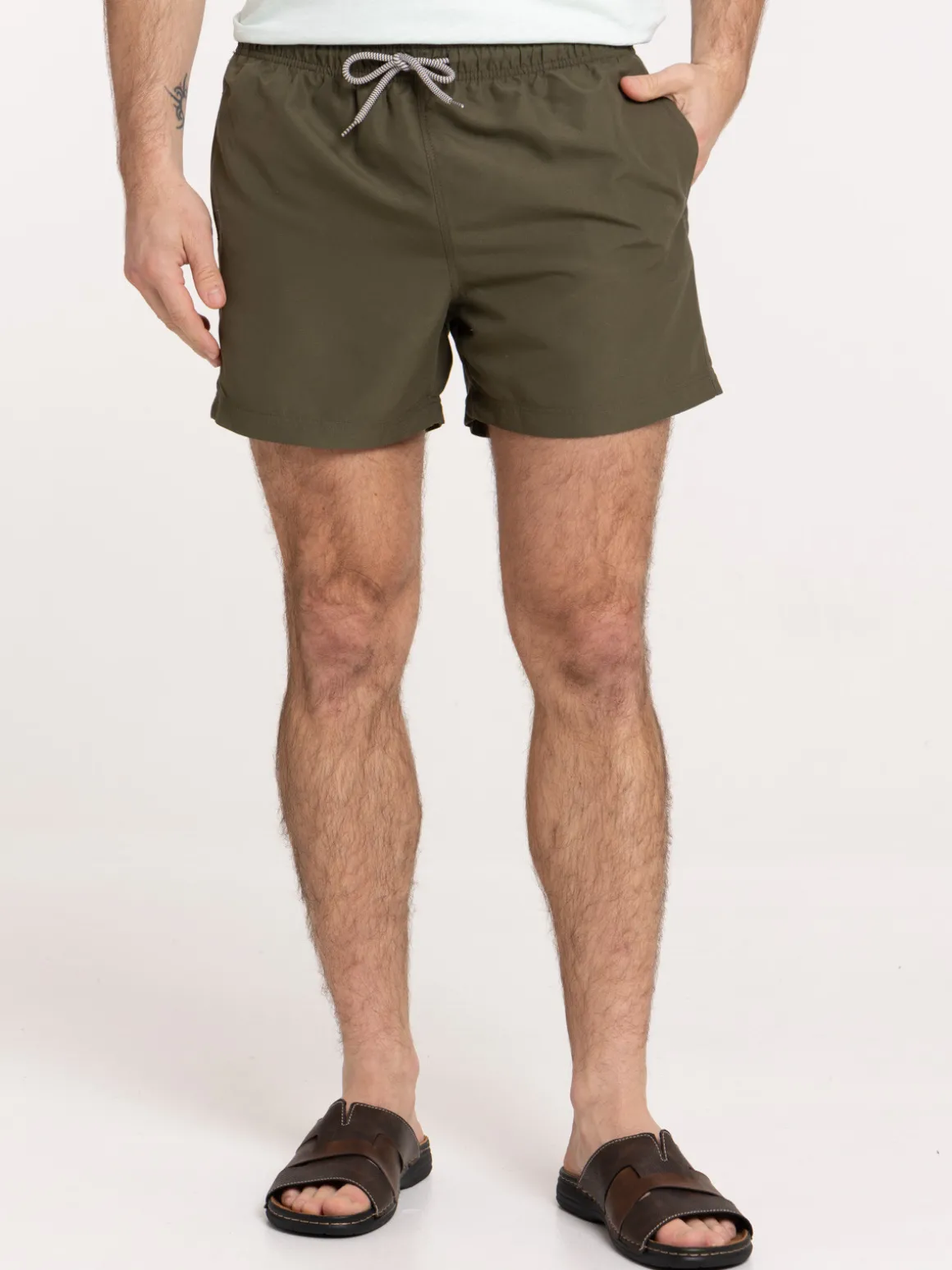 Short de bain kaki homme