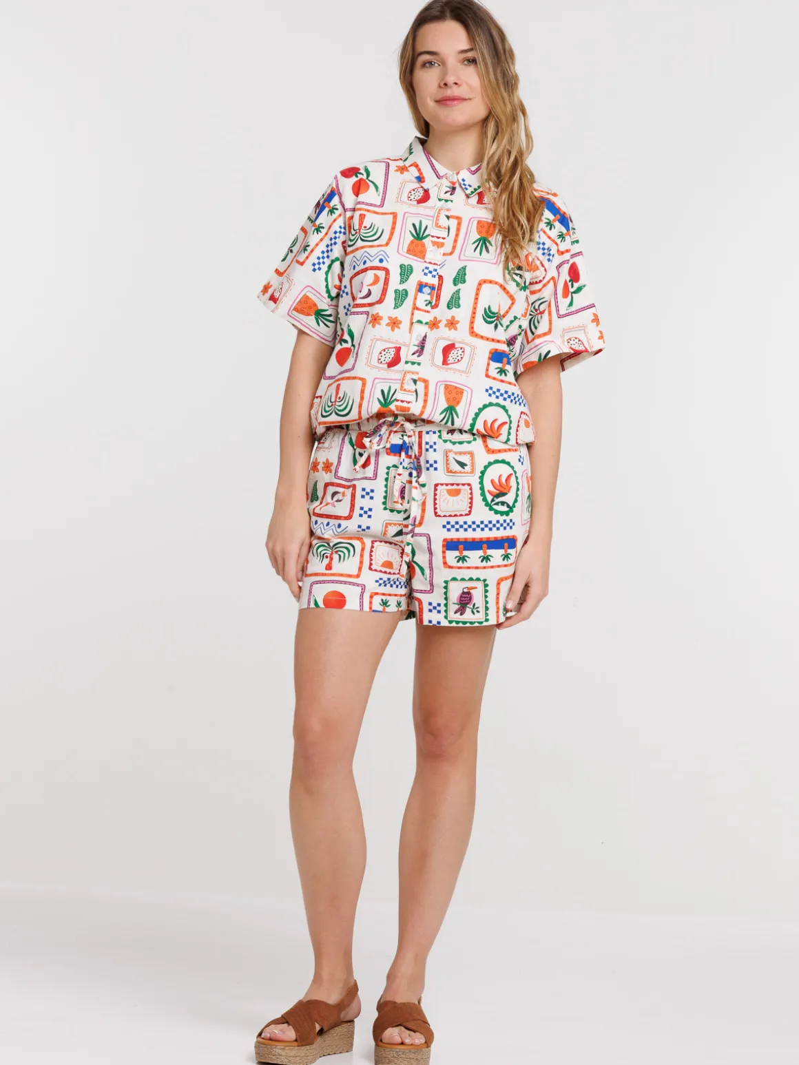 Short imprimé timbre all over femme