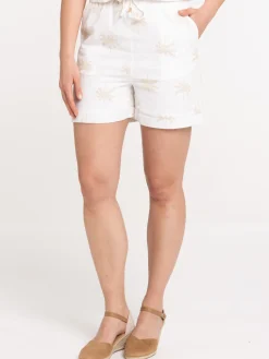 Short motif palmier taille haute femme
