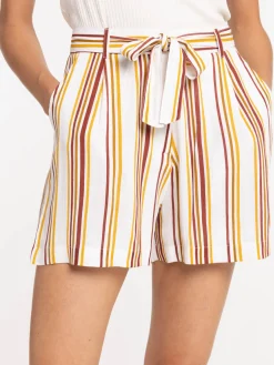 Short rayé avec ceinture à nouer femme