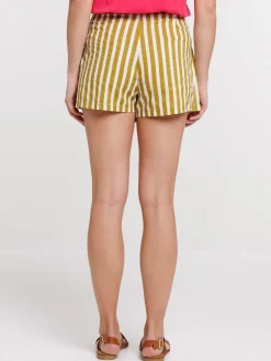 Short rayé avec pan à nouer femme