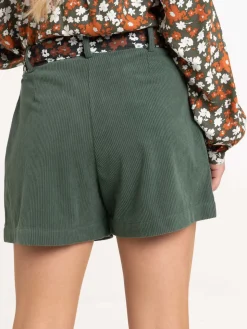Short velours ceinture imprimée femme