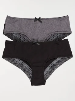 Shorties noir et gris chiné femme (S-XL)