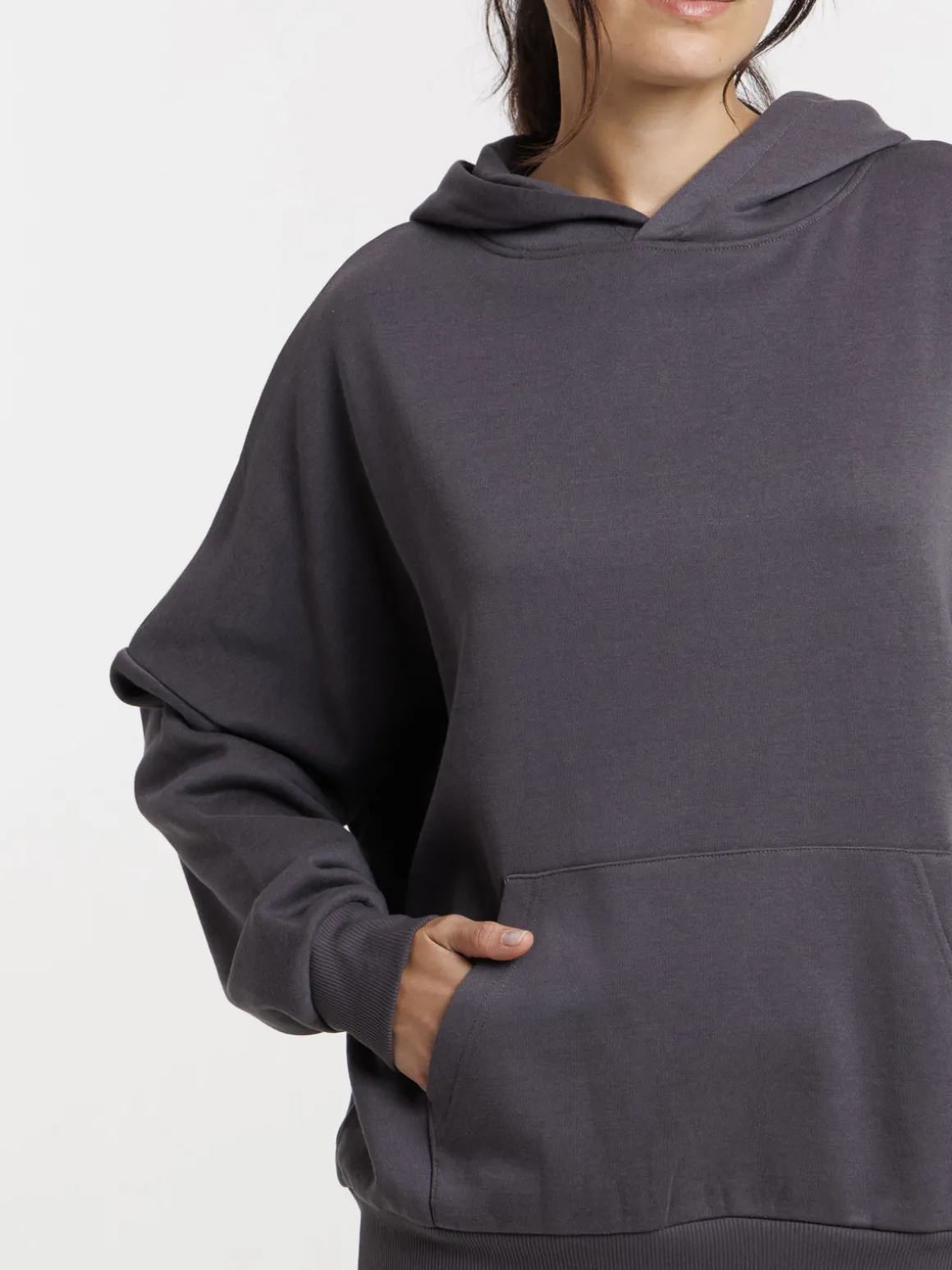 Sweat à capuche basique asphalte femme