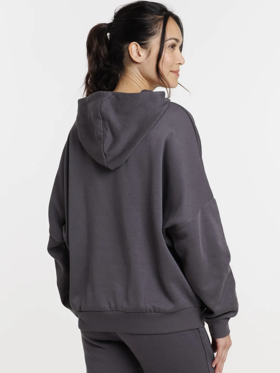 Sweat à capuche basique asphalte femme
