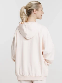 Sweat à capuche basique perle rose femme