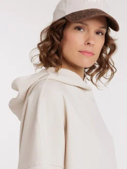 Sweat à capuche beige grisé femme