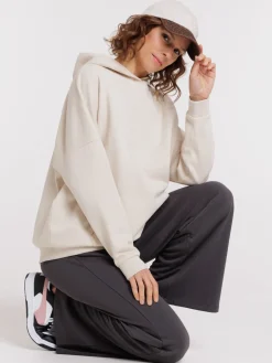 Sweat à capuche beige grisé femme