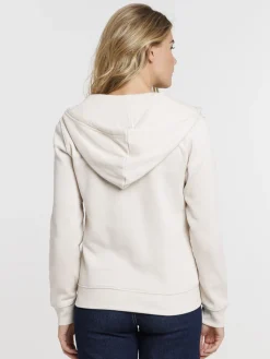 Sweat à capuche beige grisé femme