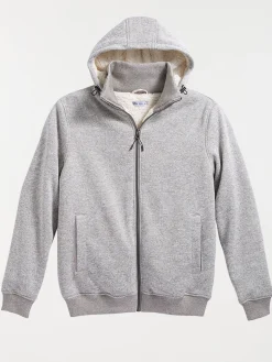 Sweat à capuche gris sherpa homme