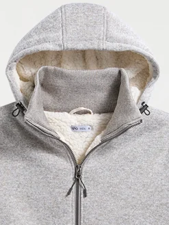 Sweat à capuche gris sherpa homme