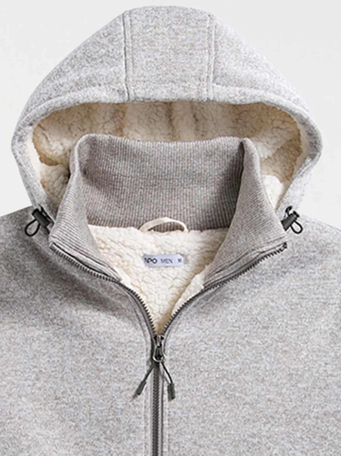 Sweat à capuche gris sherpa homme