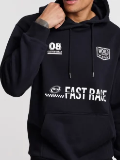 Sweat à capuche noir imprimé homme