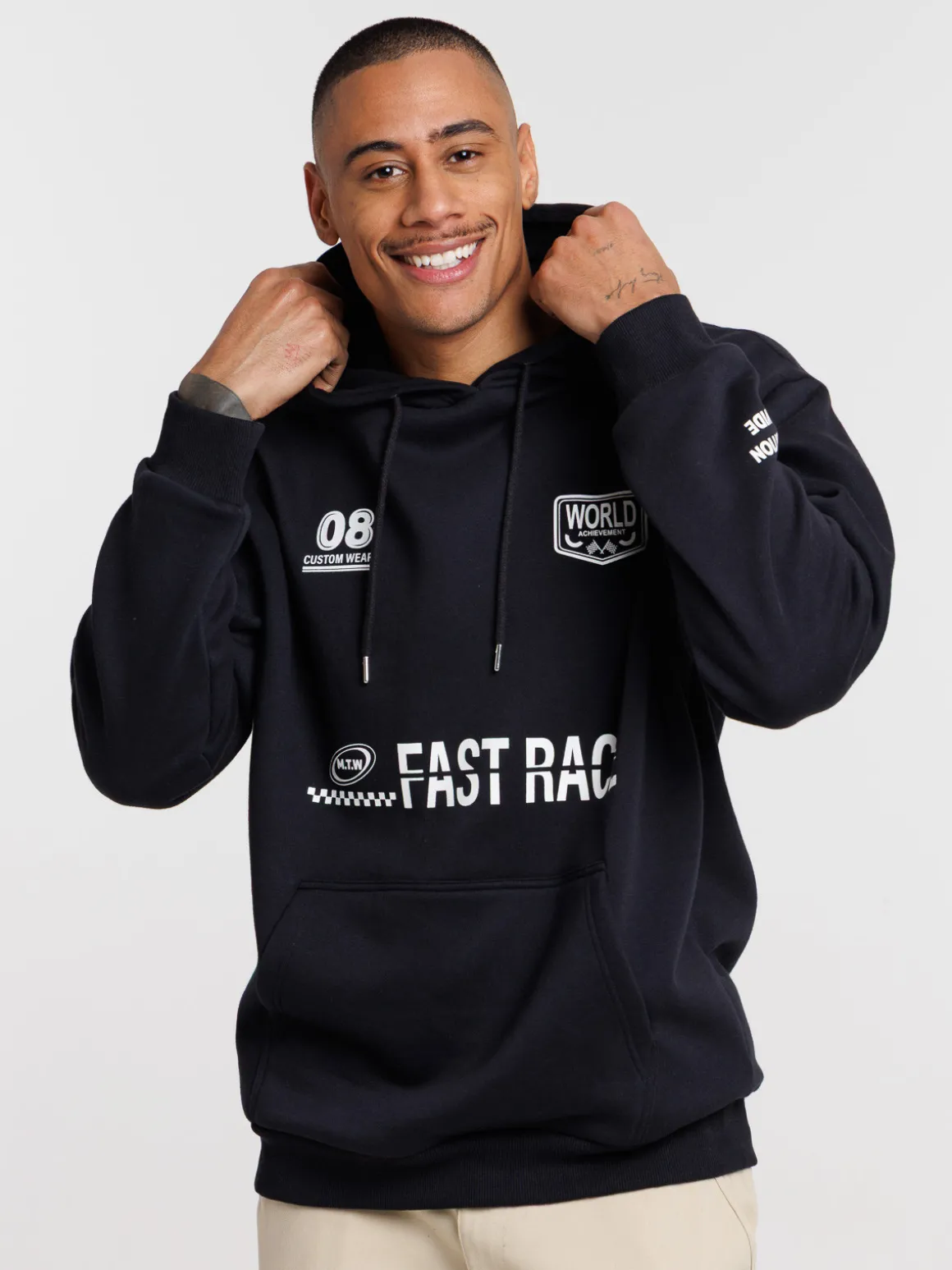 Sweat à capuche noir imprimé homme