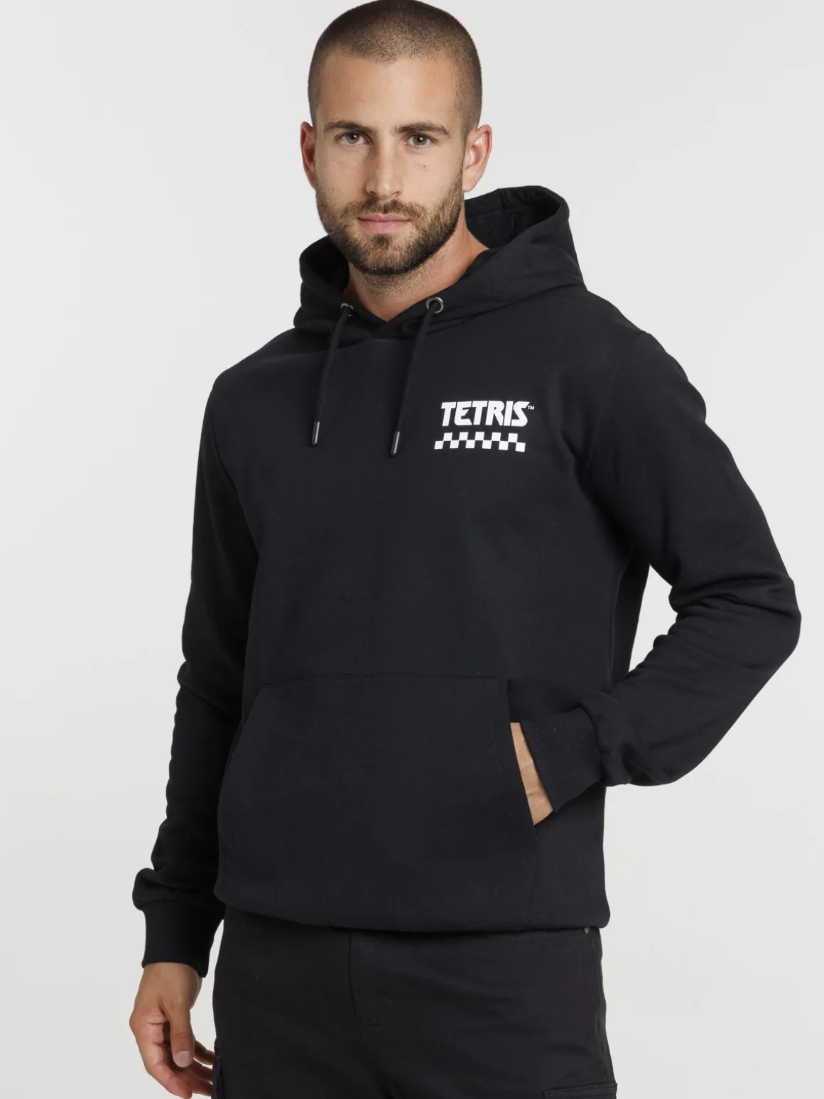 Sweat à capuche noir Tétris homme