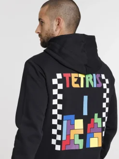 Sweat à capuche noir Tétris homme