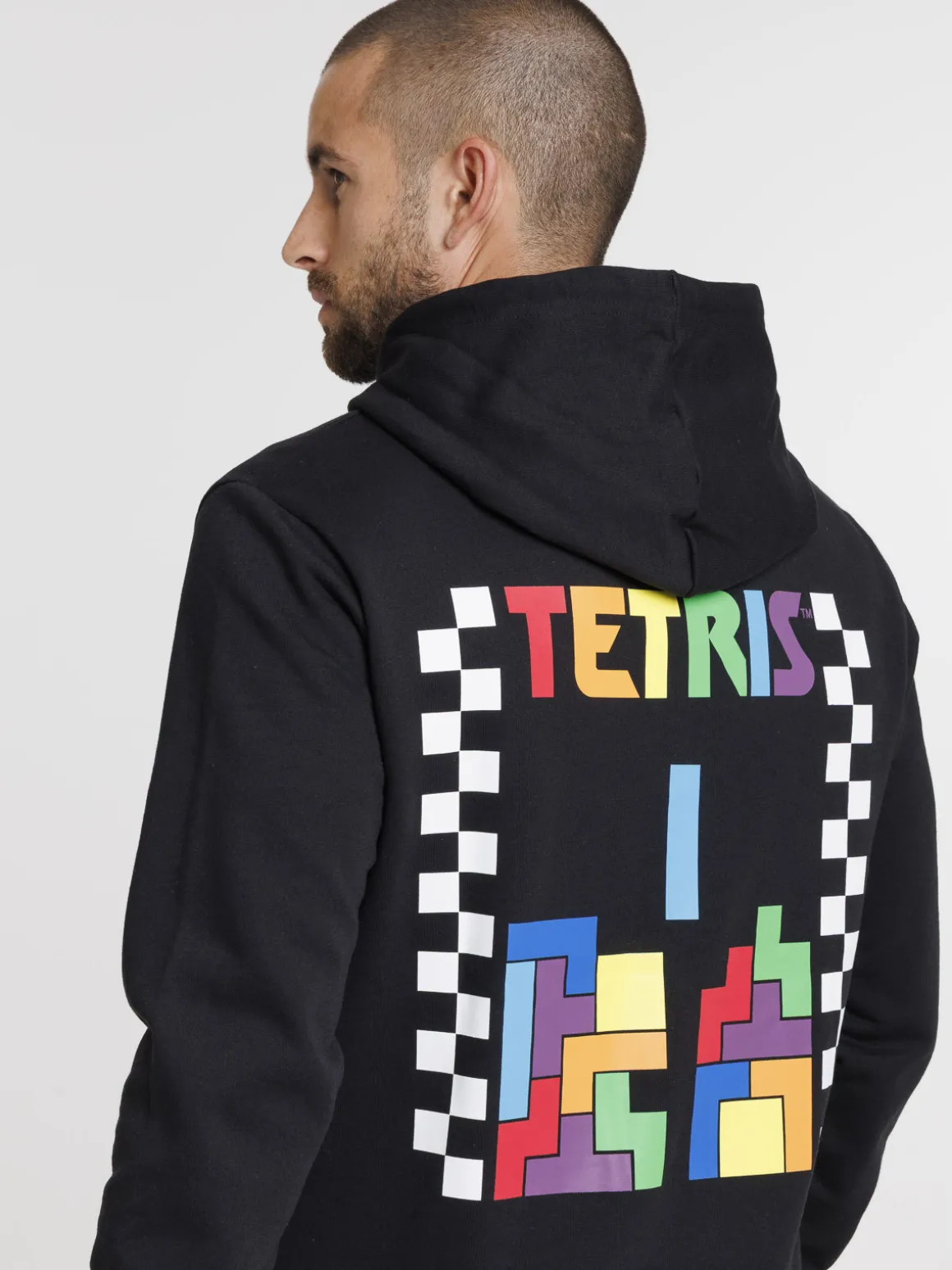 Sweat à capuche noir Tétris homme
