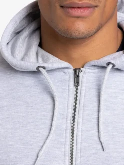 Sweat à capuche zippé gris chiné homme