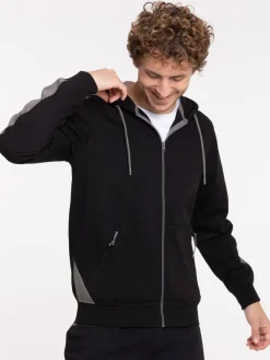Sweat à capuche zippé noir homme