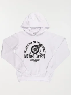 Sweat blanc capuche garçon (XXS-M)