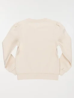 Sweat brodé beige rosé fille (3-12A)